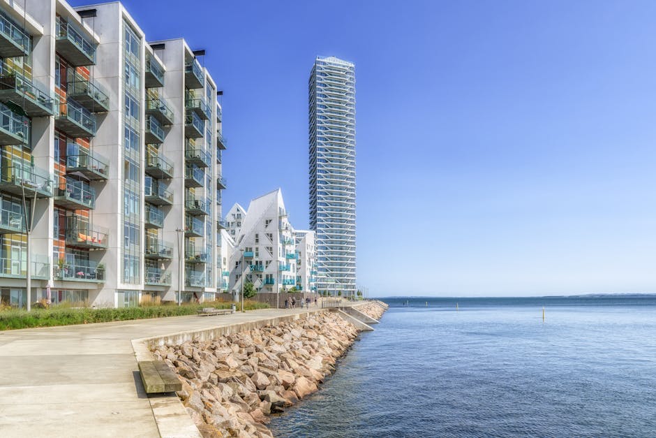 Contemporary architecture along the Aarhus waterfront, showcasing urban living and innovative design.